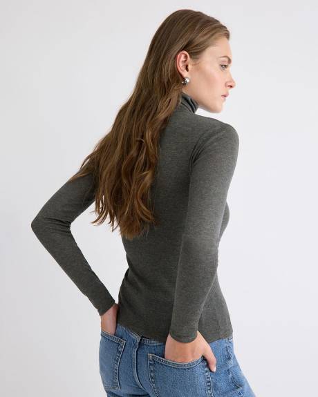 Haut en Mélange de Laine à Manches Longues et Col Haut