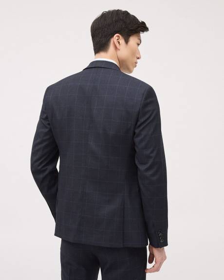 Slim-Fit Navy Windowpane Suit Blazer