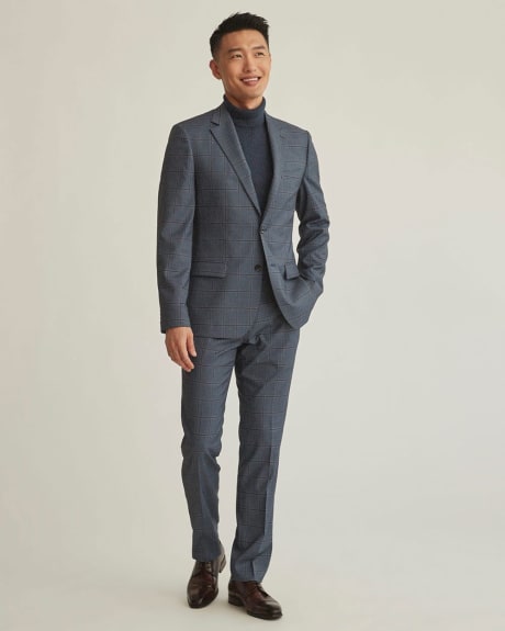 Slim Fit Medium Blue Windowpane Suit Blazer