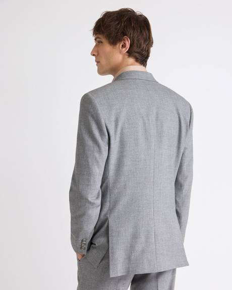 Veston de Complet Hopsack Gris à Coupe Ajustée