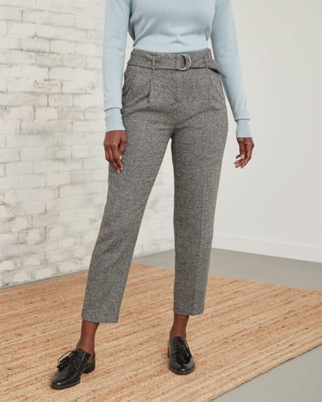 High-Waisted Tweed Tapered Ankle Leg Pant - 28"
