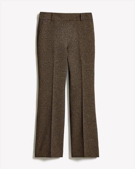 Mid-Rise Flare-Leg Herringbone Pant