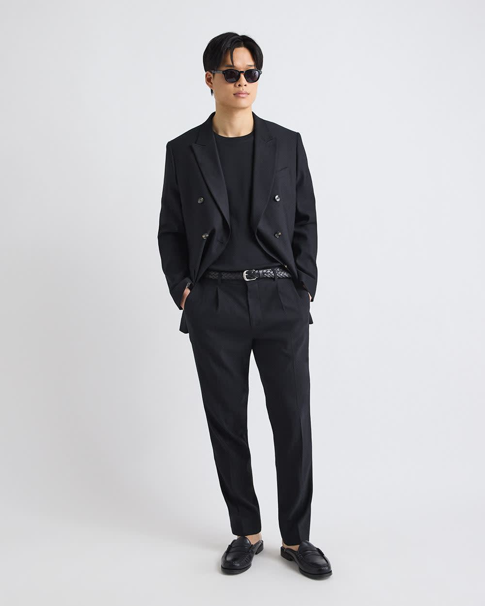 Pleated Tapered-Leg Linen Suit Pant