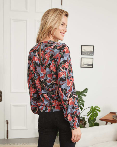 Crew Neck Popover Blouse with Long Puffy Sleeves | RW&CO.