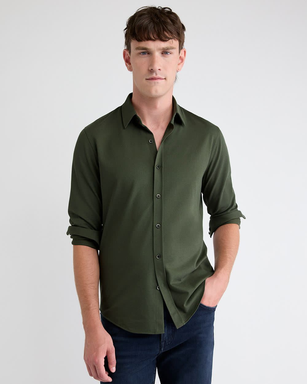 Chemise &agrave; Manches Longues en Tricot Piqu&eacute;