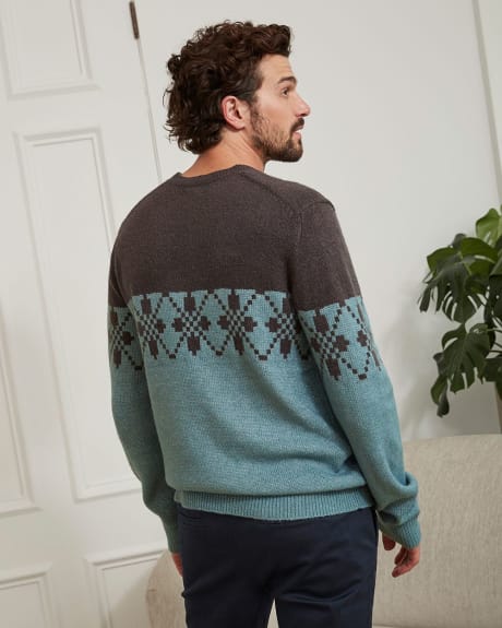Fairisle Jacquard Crew Neck Pullover Sweater
