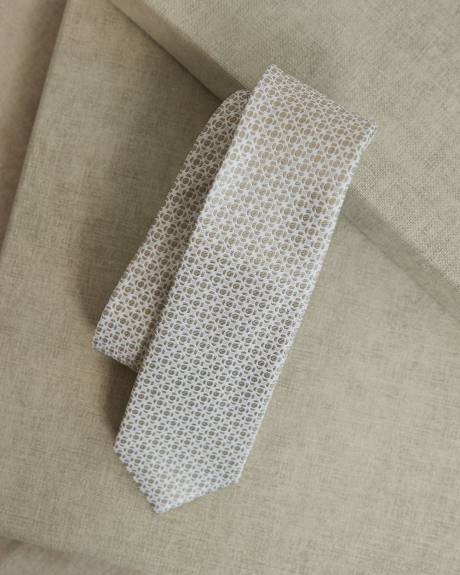 Cravate Régulière à Micro Imprimé Beige