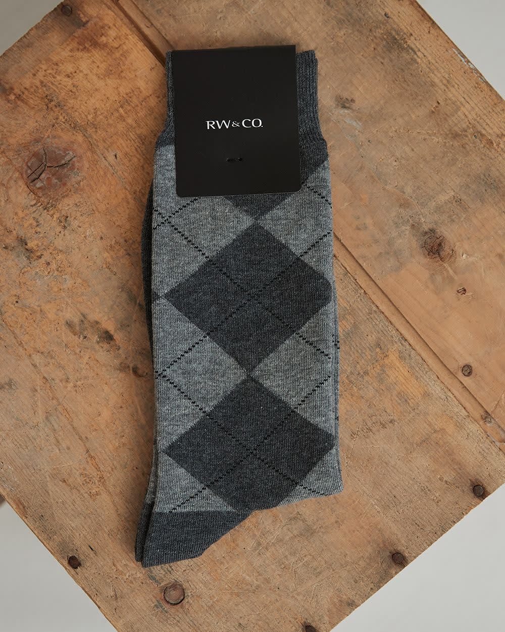 Grey Argyle Dress Socks RW&CO.