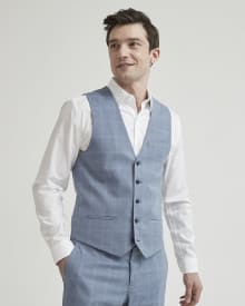 Blue Checkered Suit Vest
