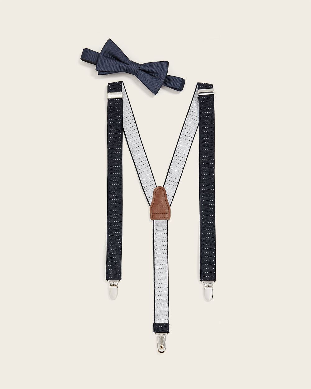 Navy blue Suspenders and bow tie gift set RW&CO.
