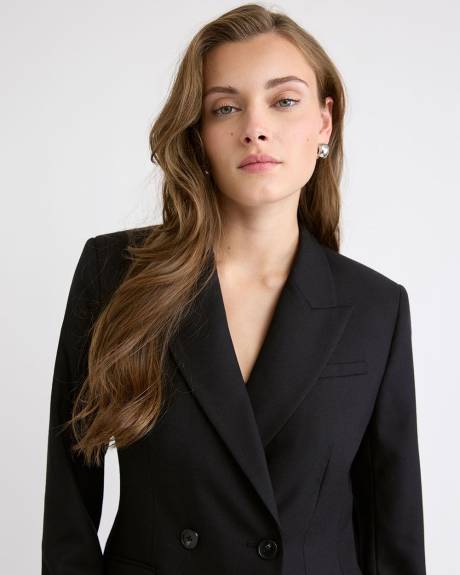 Wool-Blend Double-Breasted Hourglass Blazer