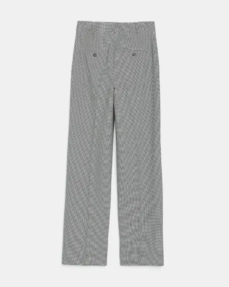 Pantalon Signature Taille Haute à Jambe Large en Mini Pied-de-Poule