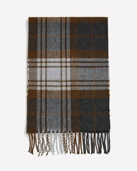Plaid Scarf with Fringes