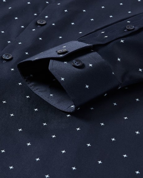 Slim Fit Navy Dress Shirt with Dots
