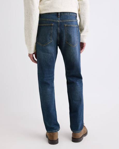 Jeans à Coupe Étroite à Délavé Foncé