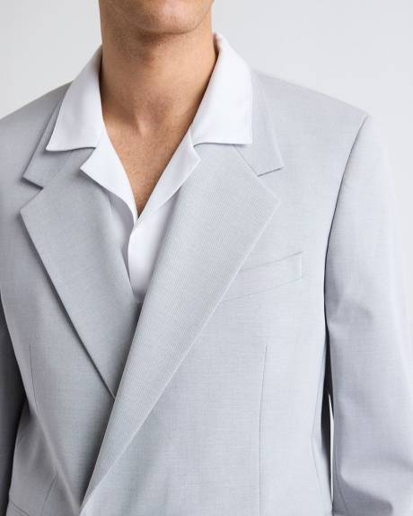 Veston de Complet D&eacute;contract&eacute; Gris P&acirc;le &agrave; Boutonnage Double