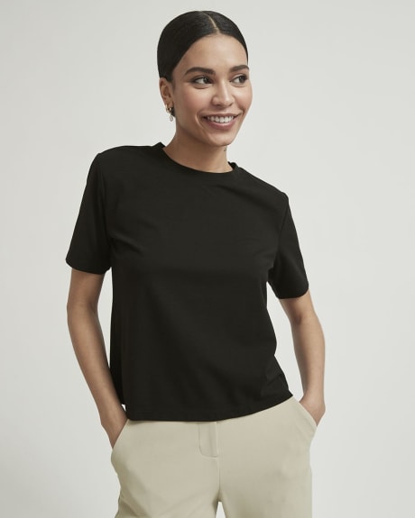 Relaxed Fit Crew-Neck T-Shirt with Shoulder Pads
