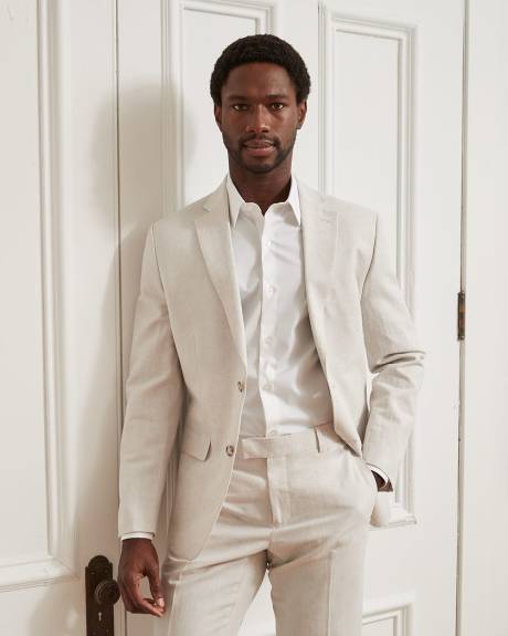 Tailored Fit Light Beige Linen-Blend Suit Blazer | RW&CO.