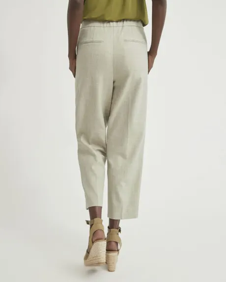 Two Tone Beige Mid-Rise Jogger Ankle Pant - 26.5"