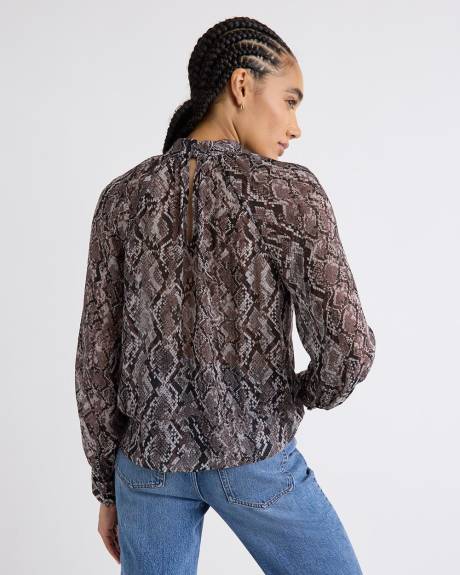 Blouse Popover en Mousseline à Manches Longues