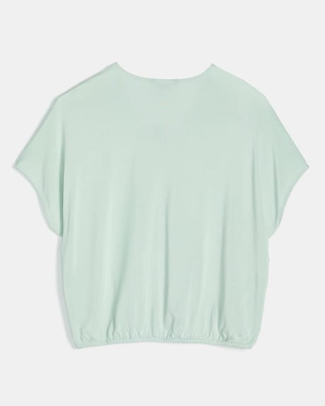 Extended Shoulder Crossover T-Shirt with Elastic Waist