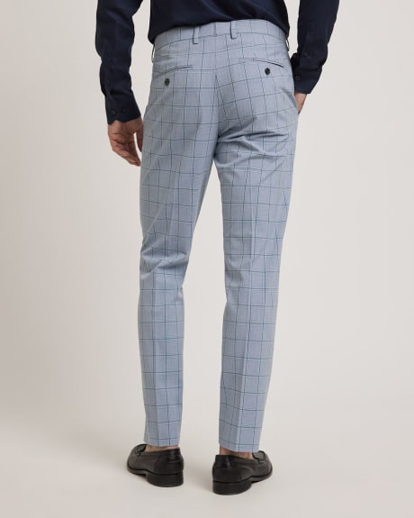 Pantalon de Complet Carreauté Bleu à Coupe Étroite