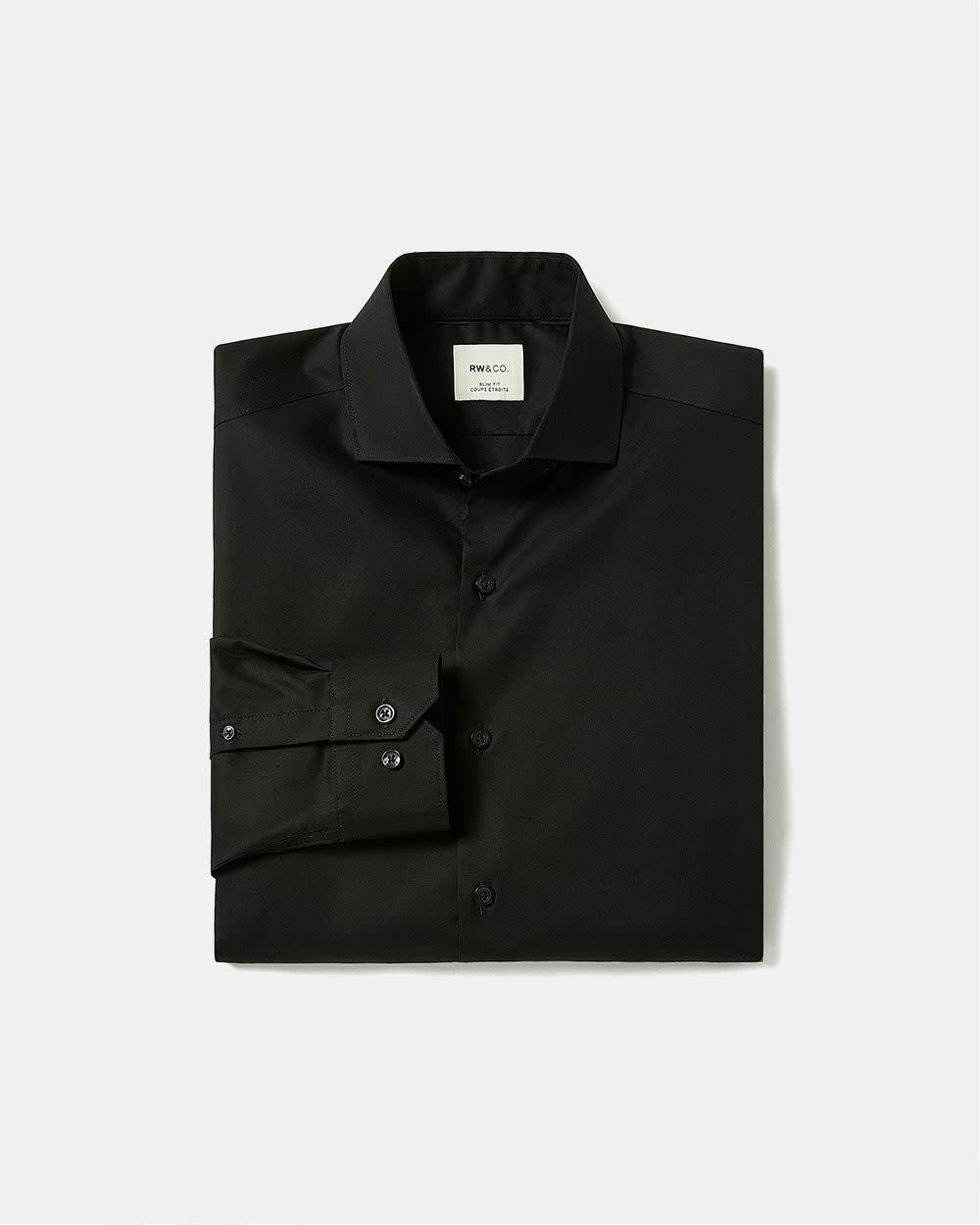 Chemise Habill&eacute;e &agrave; Coupe &Eacute;troite en Satin Uni