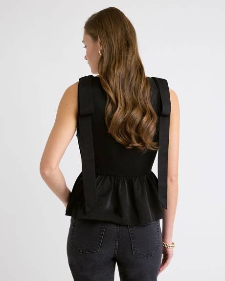 Blouse Péplum Sans Manches à Col en U