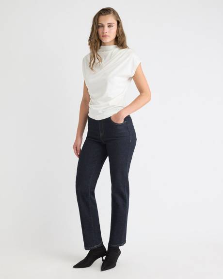 Haut Drapé à Manches Très Courtes et Col Rond