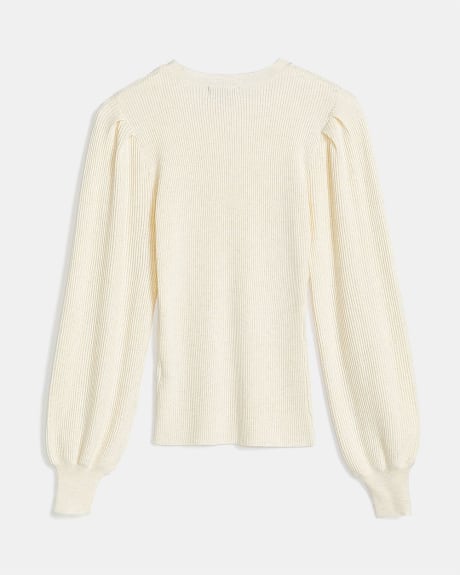 Ribbed Long Puffy Sleeve Sweater