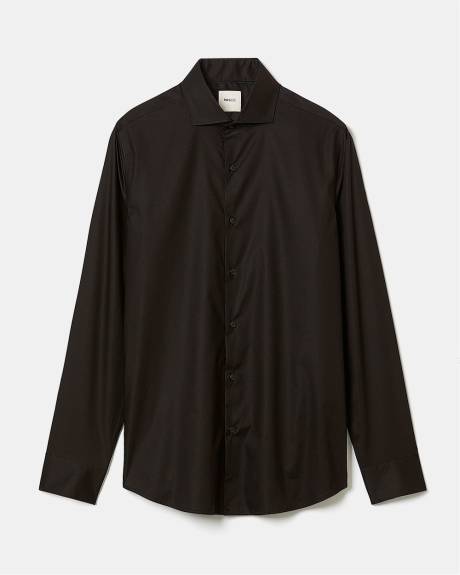 Chemise Habill&eacute;e &agrave; Coupe &Eacute;troite en Satin Uni
