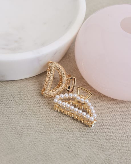 Small Hair Grippers with Pearls, Set of 2