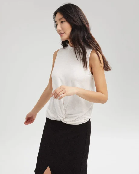 Relaxed Mock-Neck Cami with Twisted Hem
