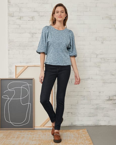 Crew-Neck Tee with Batwing Elbow Sleeves
