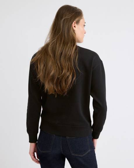 Pull en French Terry à Col Rond et Manches Longues