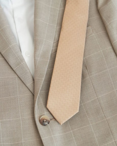 Cravate Régulière Jaune-Beige à Motif de Chevron Tonale