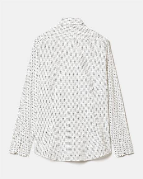 Chemise Habill&eacute;e Blanche &agrave; Coupe &Eacute;troite &agrave; Micro Motif G&eacute;om&eacute;trique