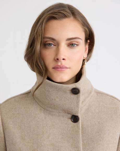 Wool-Blend Funnel-Neck Jacket