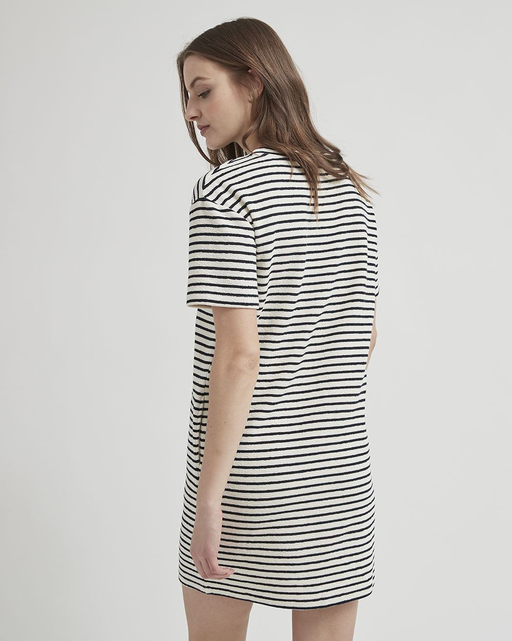 Knit Striped Crew-Neck T-Shirt Dress