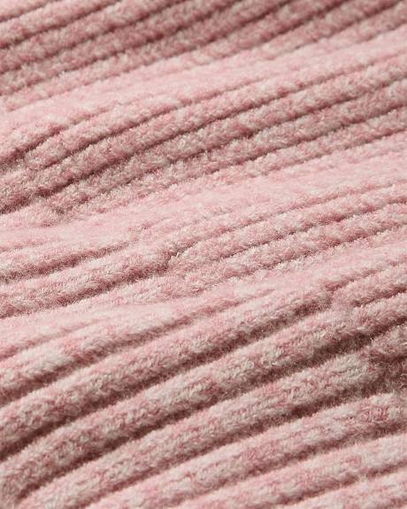 Long-Sleeve Mock-Neck Ribbed Marled Sweater