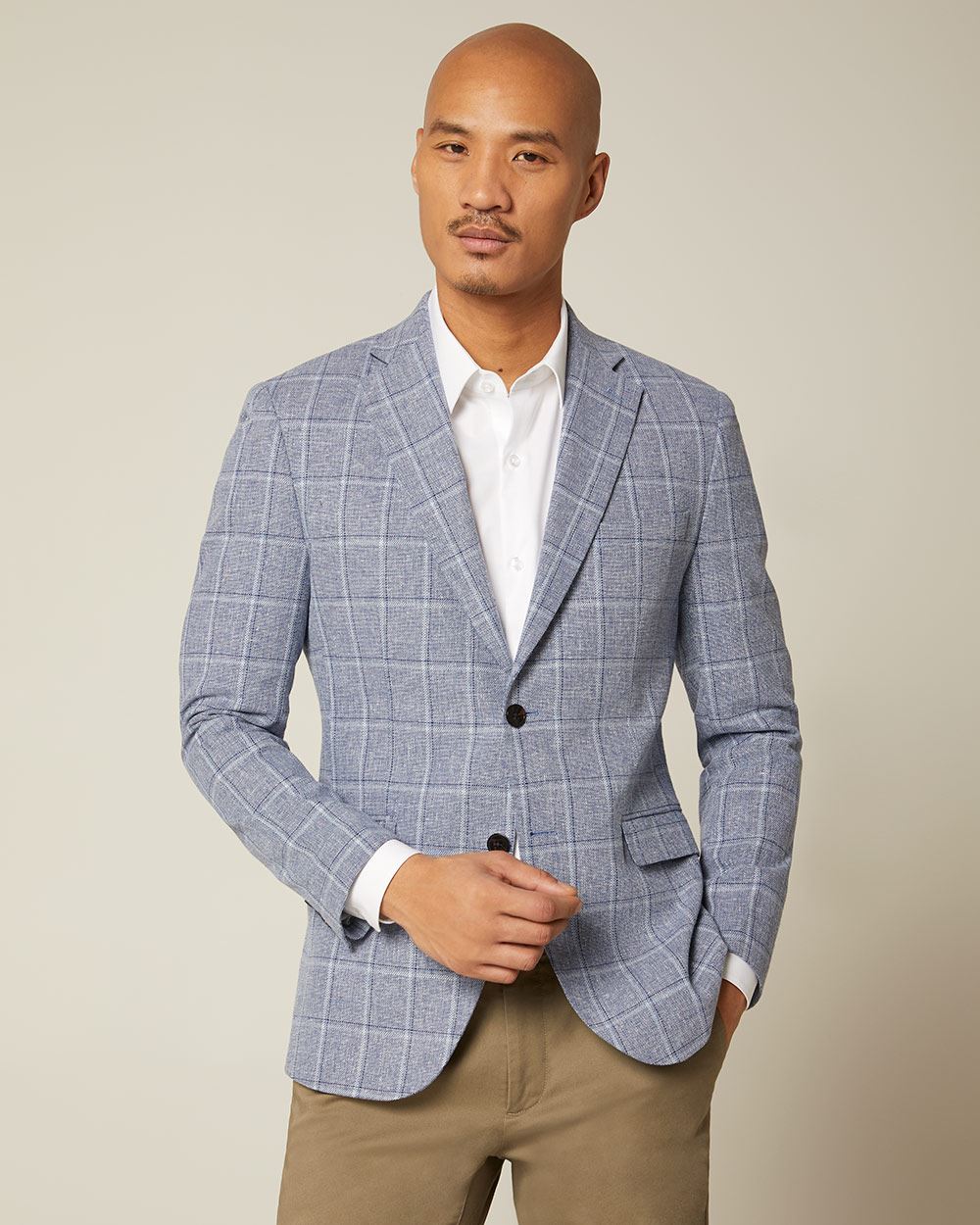 Slim fit linenblend windowpane blazer RW&CO.