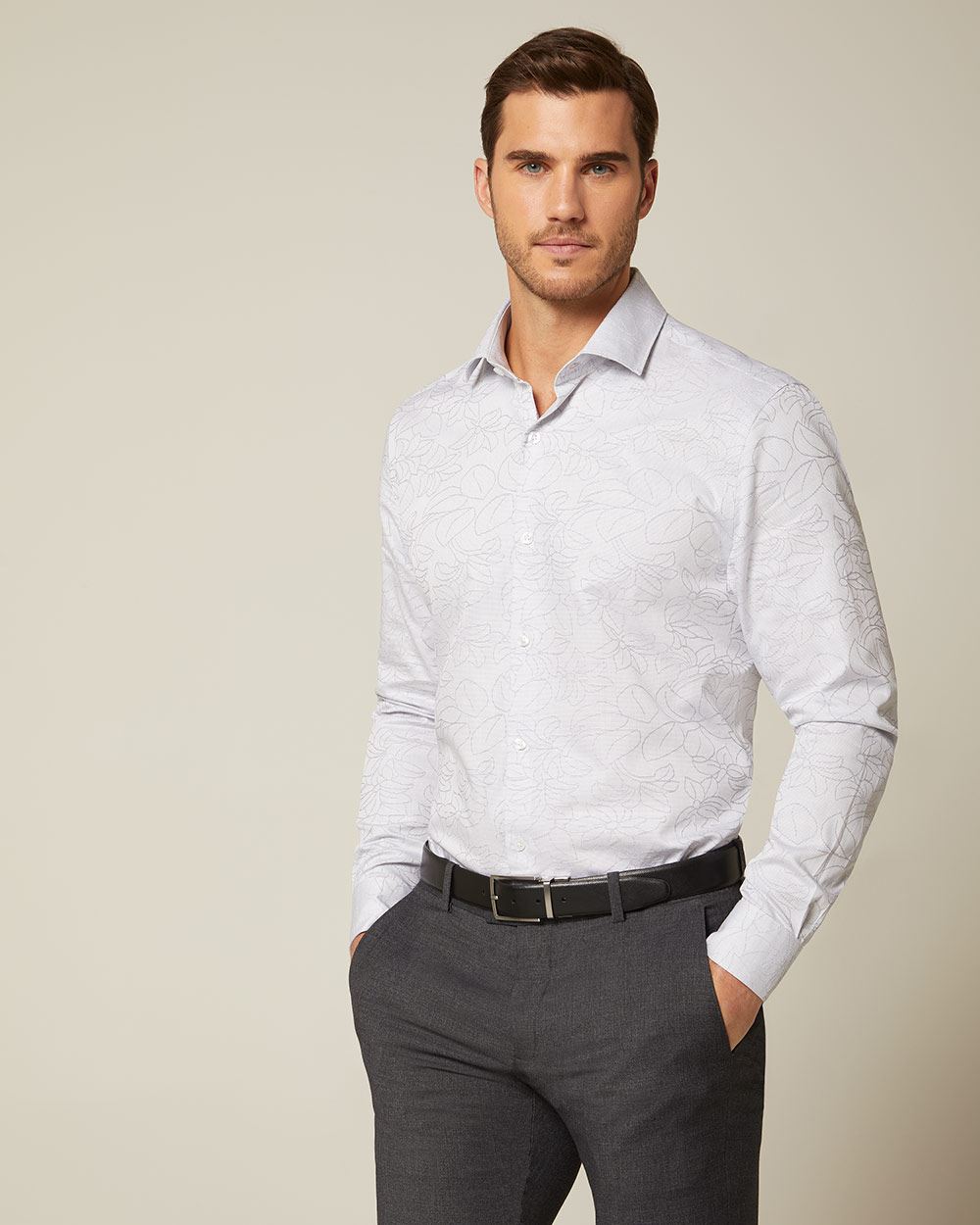 Athletic fit flowers and dots dress shirt RW&CO.