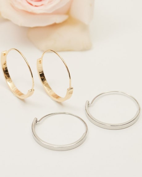 Silver and Golden Hoops - 2 Pairs