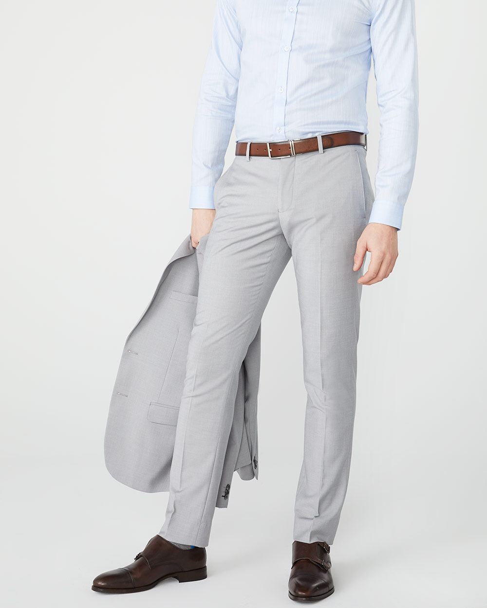 Essential Slim Fit light heather Grey suit pant - Tall | RW&CO.