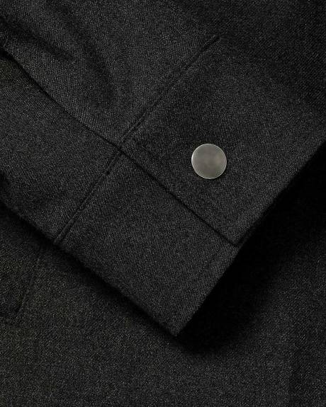 Brushed Twill Bomber Jacket with Shirt Collar