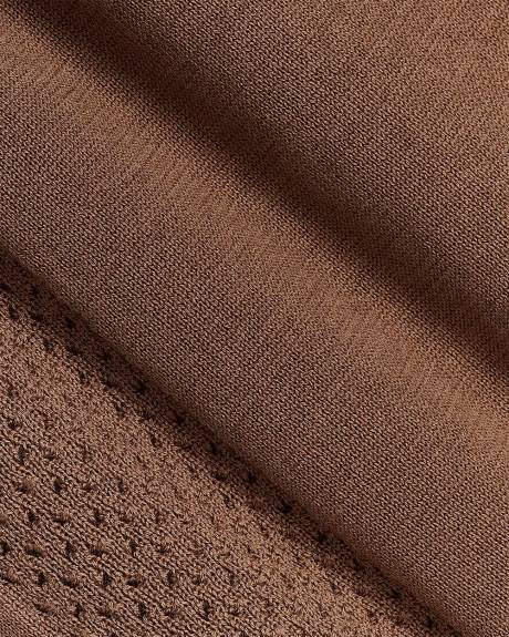 Pull à Manches Courtes et Col Johnny à Rayures Verticales