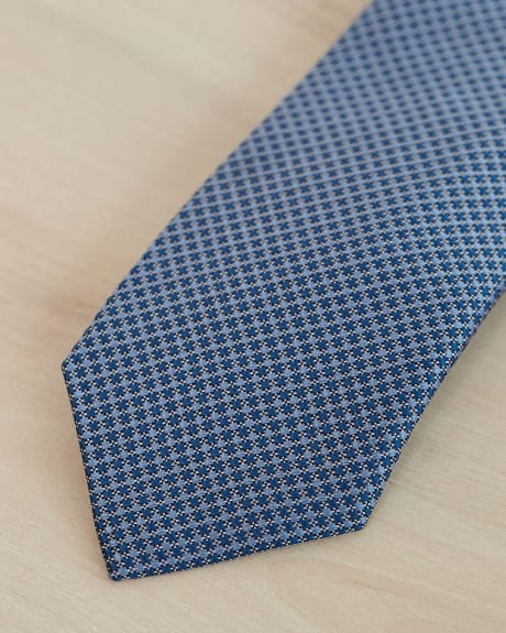 Dark Blue Regular Tie with Micro Geo Pattern