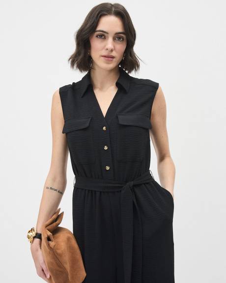 Sleeveless Wide-Leg Jumpsuit with Utility Pockets