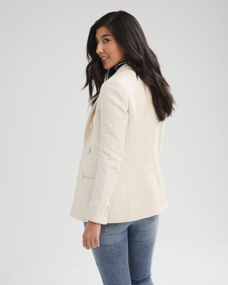 Loose Fit Faux Double-breasted Textured Blazer