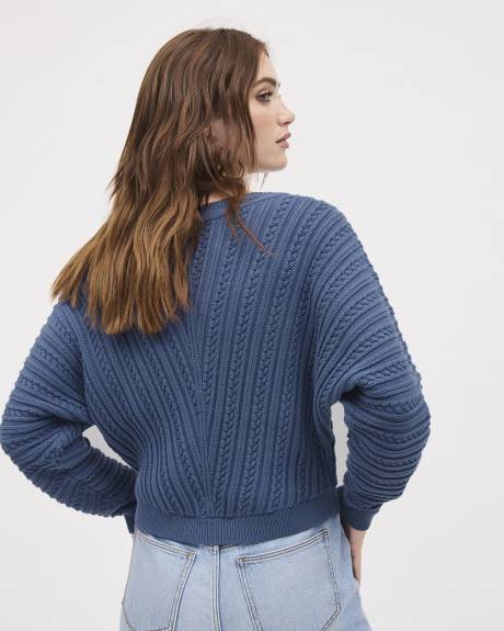 Pull en Coton &agrave; Manches Longues et Col Bateau